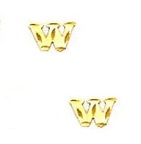
14k Yellow Gold Initial W Friction-Back Post Earrings
