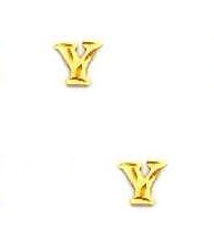 
14k Yellow Gold Initial Y Friction-Back Post Earrings
