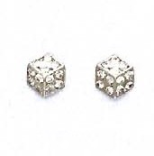 
14k White Gold 1 mm Round Cubic Zirconia Small Dice Post Earrings
