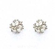 
14k White Gold 3 mm Round Cubic Zirconia Small Cube Post Earrings
