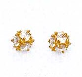 
14k Yellow Gold 3 mm Round Cubic Zirconia Small Cube Post Earrings
