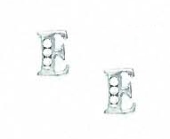 
14k White Gold 1.5 mm Round Cubic Zirconia Initial E Post Earrings
