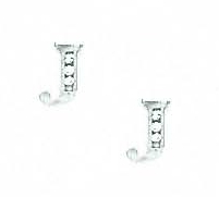 
14k White Gold 1.5 mm Round Cubic Zirconia Initial J Post Earrings
