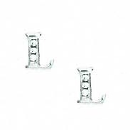 
14k White Gold 1.5 mm Round Cubic Zirconia Initial L Post Earrings
