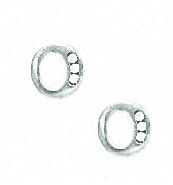 
14k White Gold 1.5 mm Round Cubic Zirconia Initial O Post Earrings
