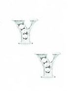 
14k White Gold 1.5 mm Round Cubic Zirconia Initial Y Post Earrings
