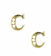 
14k Yellow Gold 1.5 mm Round Cubic Zirconia Initial C Post Earrings
