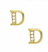 
14k Yellow Gold 1.5 mm Round Cubic Zirconia Initial D Post Earrings
