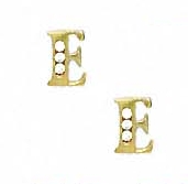 
14k Yellow Gold 1.5 mm Round Cubic Zirconia Initial E Post Earrings
