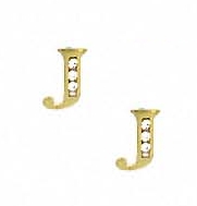 
14k Yellow Gold 1.5 mm Round Cubic Zirconia Initial J Post Earrings
