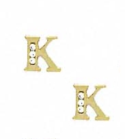 
14k Yellow Gold 1.5 mm Round Cubic Zirconia Initial K Post Earrings
