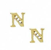 
14k Yellow Gold 1.5 mm Round Cubic Zirconia Initial N Post Earrings
