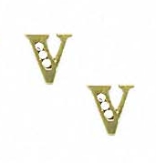 
14k Yellow Gold 1.5 mm Round Cubic Zirconia Initial V Post Earrings
