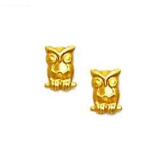 
Solid 14k Yellow Gold Owl Friction-Back Post Earrings
