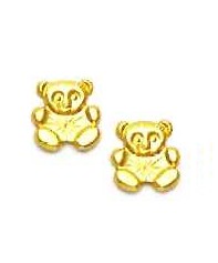 
14k Yellow Gold Teddy Bear Friction-Back Post Earrings
