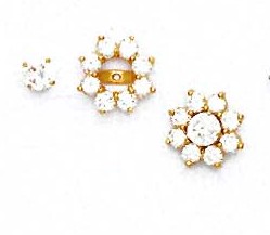
14k Yellow Gold Round Cubic Zirconia Circle Friction-Back Post Earrings
