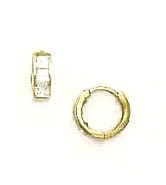 
14k Yellow Gold 2 mm Square Cubic Zirconia Childrens Hinged Earrings
