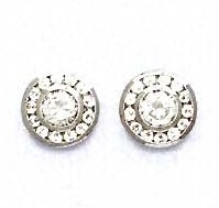 
14k White Gold Round Cubic Zirconia Circle Design Friction-Back Post Earrings
