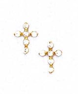 
14k Yellow Gold 1.5 mm Round Cubic Zirconia Cross Friction-Back Post Earrings
