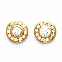 
14k Yellow Gold Round Cubic Zirconia Circle Design Post Earrings
