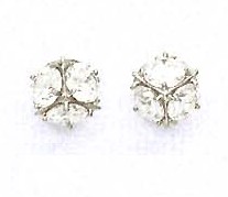 
14k White Gold 4.5 mm Round Cubic Zirconia Large Cube Post Earrings
