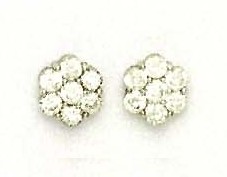 
14k White 3 mm Round Cubic Zirconia Flower Design Post Earrings
