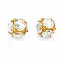 
14k Yellow Gold 4.5 mm Round Cubic Zirconia Large Cube Post Earrings
