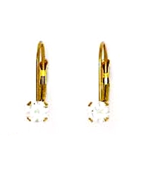 
14k Yellow 4 mm Round Cubic Zirconia Lever-Back Earrings
