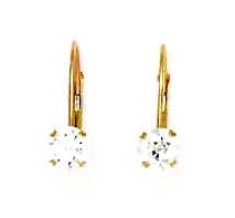 
14k Yellow 5 mm Round Cubic Zirconia Lever-Back Earrings
