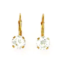 
14k Yellow 6 mm Round Cubic Zirconia Lever-Back Earrings
