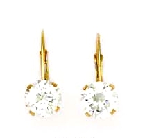 
14k Yellow 7 mm Round Cubic Zirconia Lever-Back Earrings
