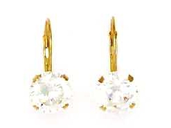 
14k Yellow 8 mm Round Cubic Zirconia Lever-Back Earrings
