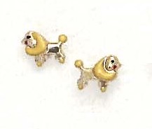 
14k Yellow Gold Yellow Enamel Childrens Puppy Screw-Back Earrings
