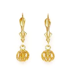 
14k Yellow Gold Wire Ball Lever-Back Earrings
