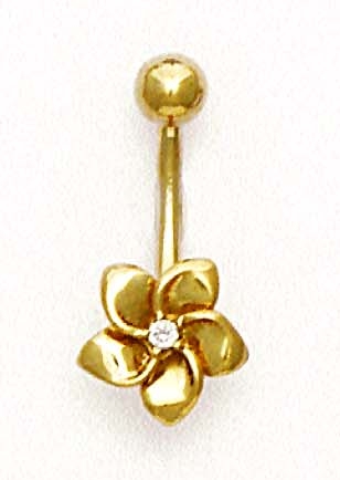 
14k Yellow Gold Cubic Zirconia Flower Belly Ring
