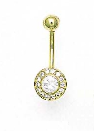 
14k Yellow Gold Round Cubic Zirconia Circle Belly Ring
