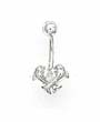
14k White 4 mm Heart CZ Double Dolphin Be
