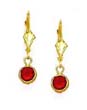 
14k Yellow 5 mm Round Ruby-Red CZ Drop Le
