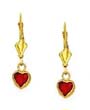 
14k Yellow 5 mm Heart Ruby-Red CZ Drop Le
