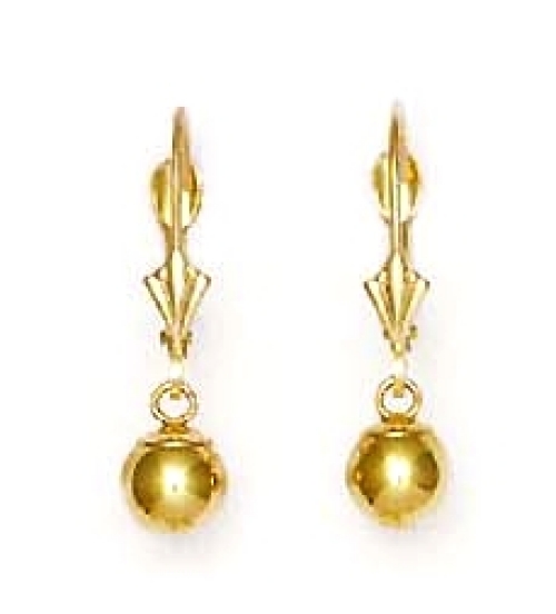 
14k Yellow Gold Drop Ball Lever-Back Earrings
