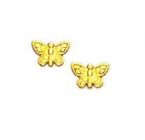 
14k Yellow Gold Childrens Butterfly Friction-Back Post Earrings
