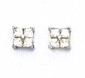 
14k White Gold 2 mm Princess Cubic Zirconia Small Friction-Back Post Earrings
