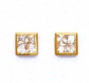 
14k Yellow Gold 2 mm Princess Cubic Zirconia Small Post Earrings
