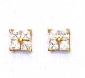 
14k Yellow Gold 2 mm Princess Cubic Zirconia Small Post Earrings
