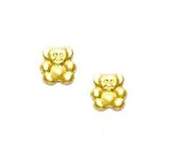 
14k Yellow Gold Small Teddy Bear Friction-Back Post Earrings
