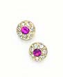 
14k Yellow Round Ruby-Red CZ Circle Frict
