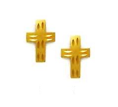 
14k Yellow Gold Petite Cross Friction-Back Post Earrings
