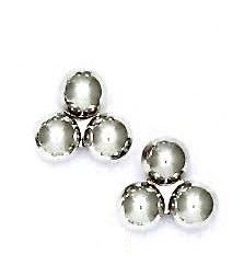 
14k White 6 mm Triple Ball Friction-Back Post Stud Earrings
