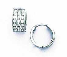 
14k White Gold 1.5 mm Round Cubic Zirconia Hinged Earrings

