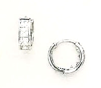 
14k White 3.5 mm Square Cubic Zirconia Hinged Earrings
